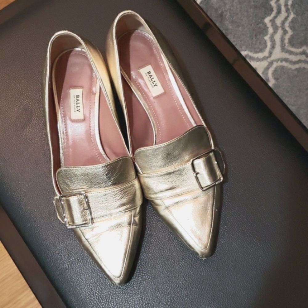 Bally Harumi Champagne Flat With Buckles